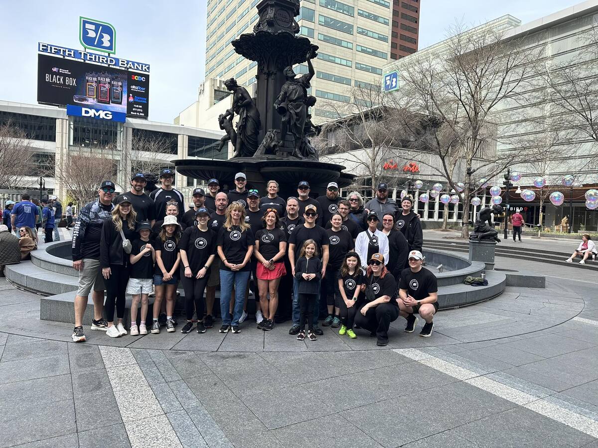 Group photo at Fountain Square in Cincinnati