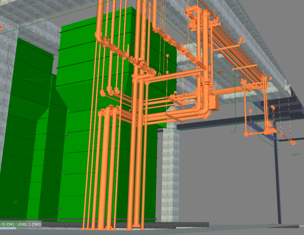 Virtual design of piping framework