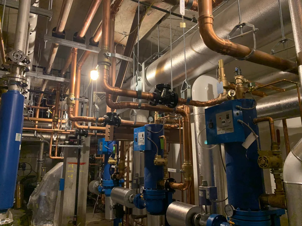 Piping system in room